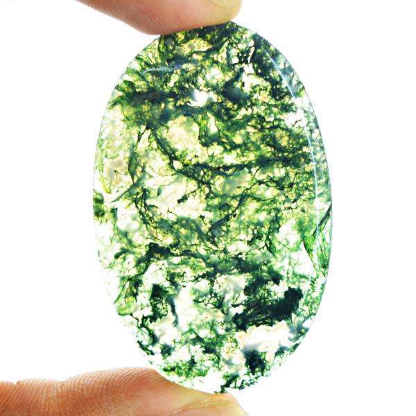 gemsmore:Amazing Genuine Oval Shape Green Moss Agate Untreated Loose Gemstone