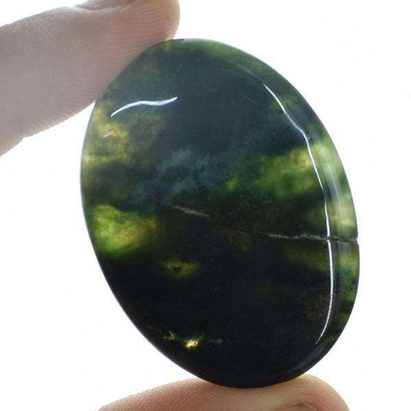 gemsmore:Amazing Genuine Oval Shape Green Moss Agate Untreated Loose Gemstone