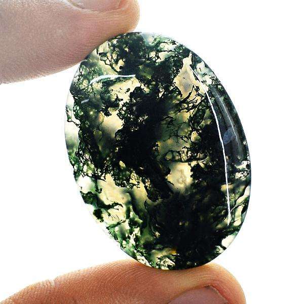 gemsmore:Amazing Genuine Oval Shape Green Moss Agate Untreated Loose Gemstone