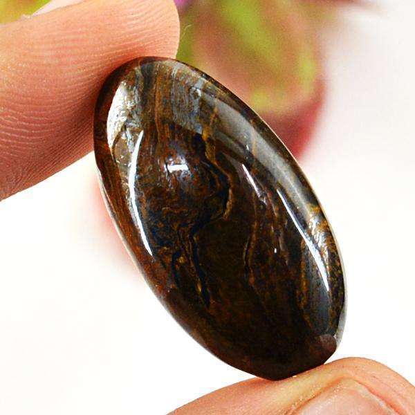 gemsmore:Amazing Genuine Oval Shape Iron Tiger Eye Loose Gemstone