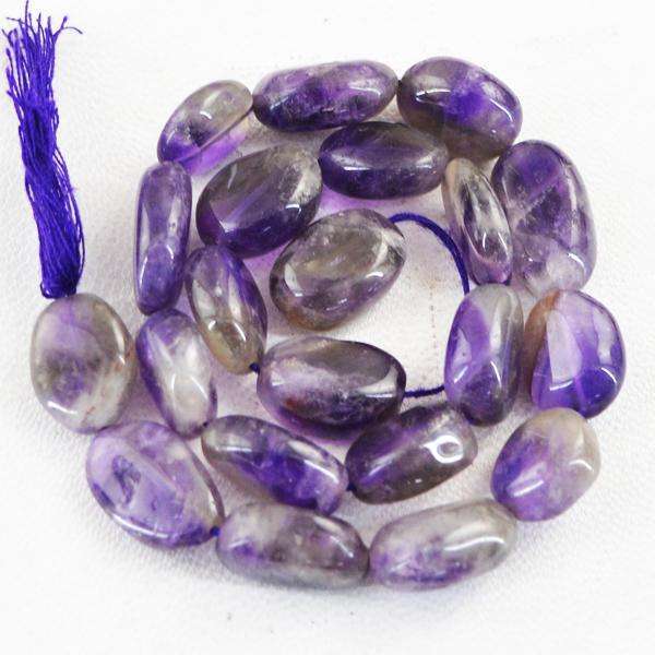gemsmore:Amazing Genuine Oval Shape Purple Amethyst Drilled Beads Strand