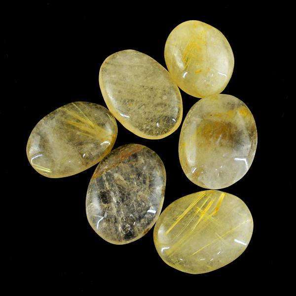 gemsmore:Amazing Genuine Oval Shape Rutile Quartz Untreated Loose Gemstone Lot