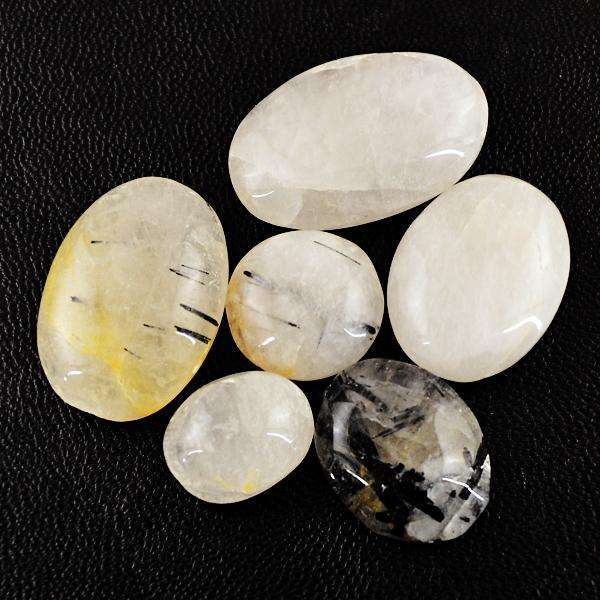 gemsmore:Amazing Genuine Oval Shape Rutile Quartz Untreated Loose Gemstone Lot