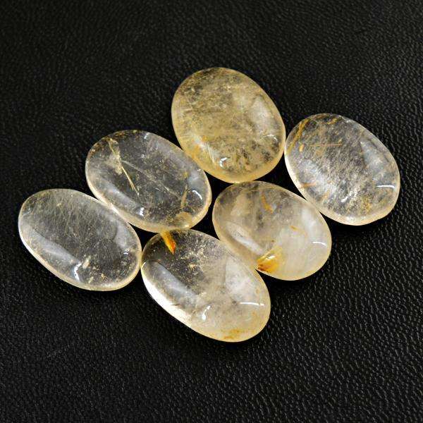 gemsmore:Amazing Genuine Oval Shape Rutile Quartz Untreated Loose Gemstone Lot