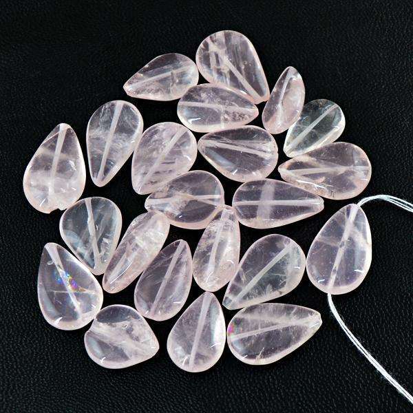 gemsmore:Amazing Genuine Pink Rose Quartz Pear Shape Drilled Beads Lot