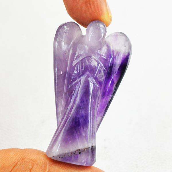 gemsmore:Amazing Genuine Purple Amethyst Carved Healing Angel Gemstone