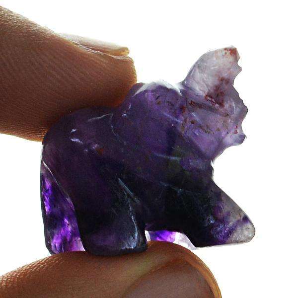 gemsmore:Amazing Genuine Purple Amethyst Hand Carved Elephant