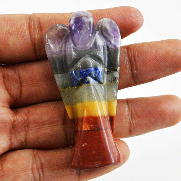 gemsmore:Amazing Genuine Seven Chakra Carved Healing Angel Gemstone