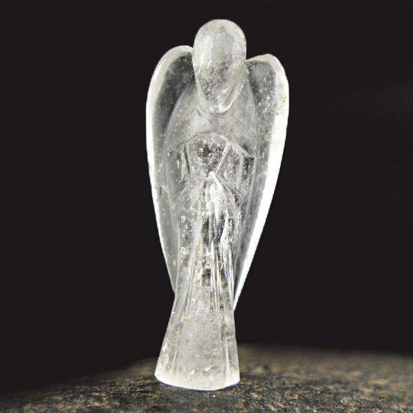 gemsmore:Amazing Genuine White Quartz Carved Healing Angel Gemstone