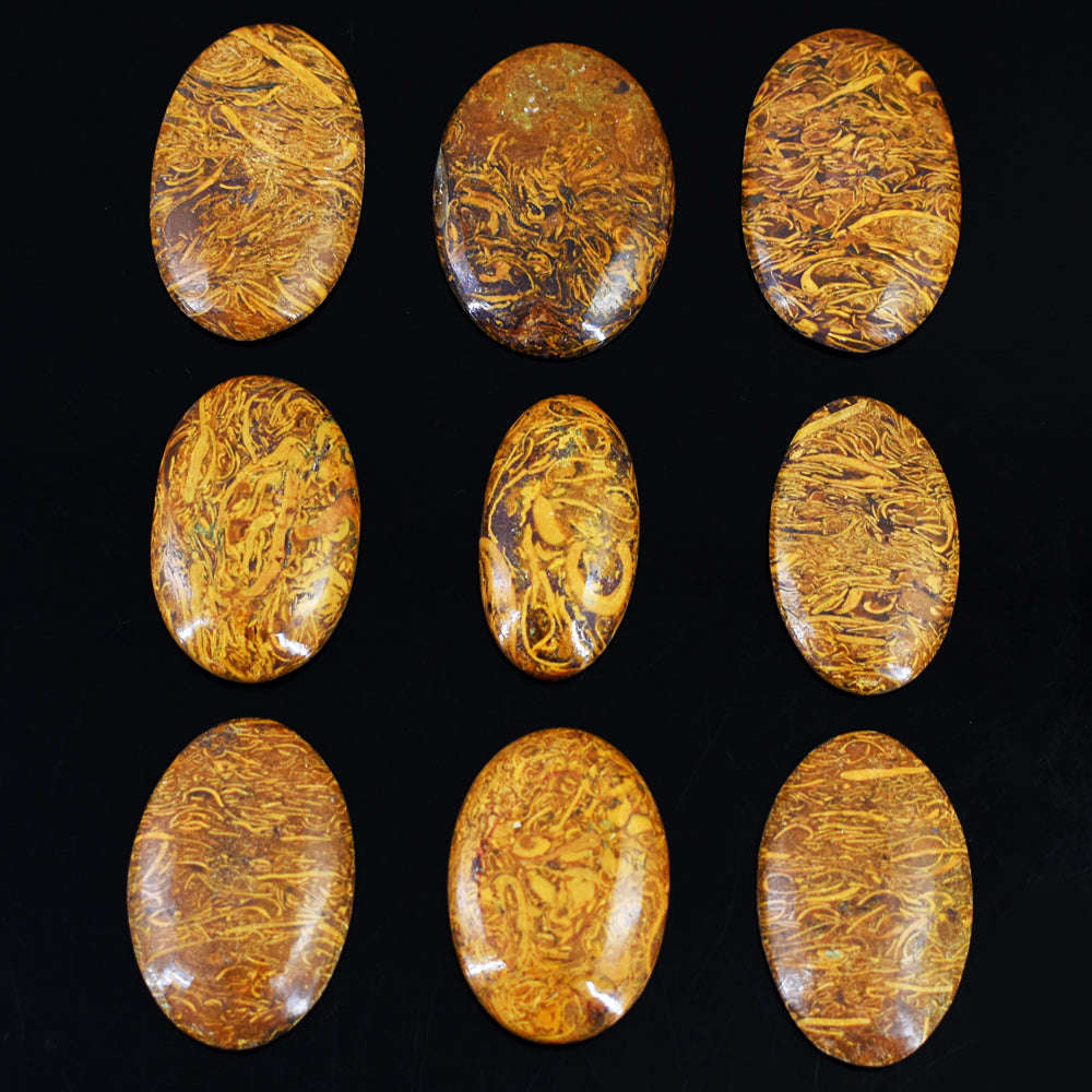 gemsmore:Amazing Golden Art Jasper Untreated Gemstone Cabochon Lot