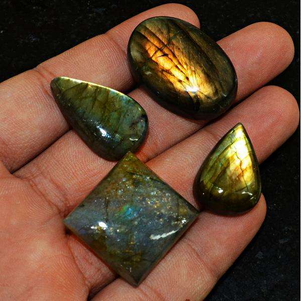 gemsmore:Amazing Golden & Blue Flash Labradorite Untreated Gemstone Lot