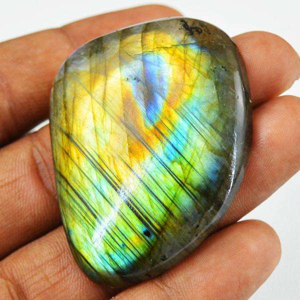 gemsmore:Amazing Golden & Blue Flash Labradorite Untreated Loose Gemstone