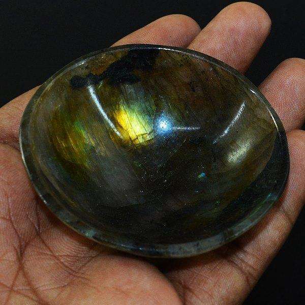 gemsmore:Amazing Golden Flash Labradorite Carved Bowl