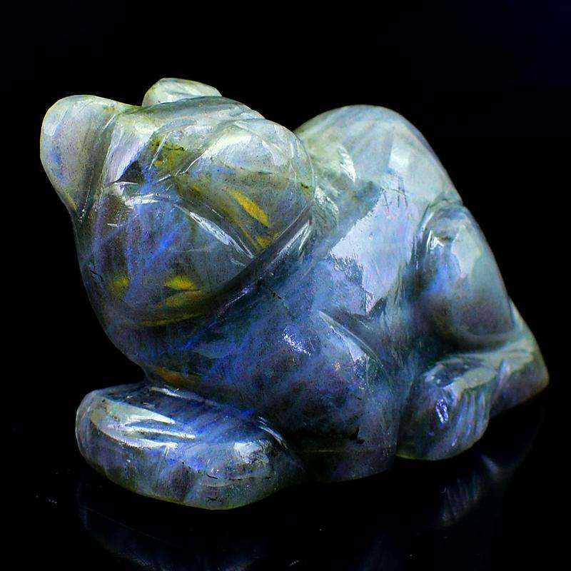 gemsmore:Amazing Golden Flash Labradorite Carved Cat Gemstone