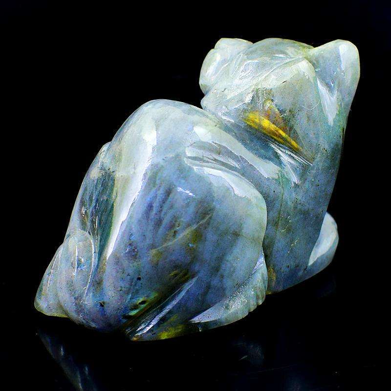 gemsmore:Amazing Golden Flash Labradorite Carved Cat Gemstone