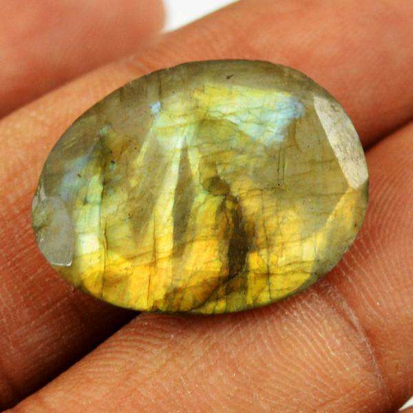 gemsmore:Amazing Golden Flash Labradorite Faceted Untreated Loose Gemstone