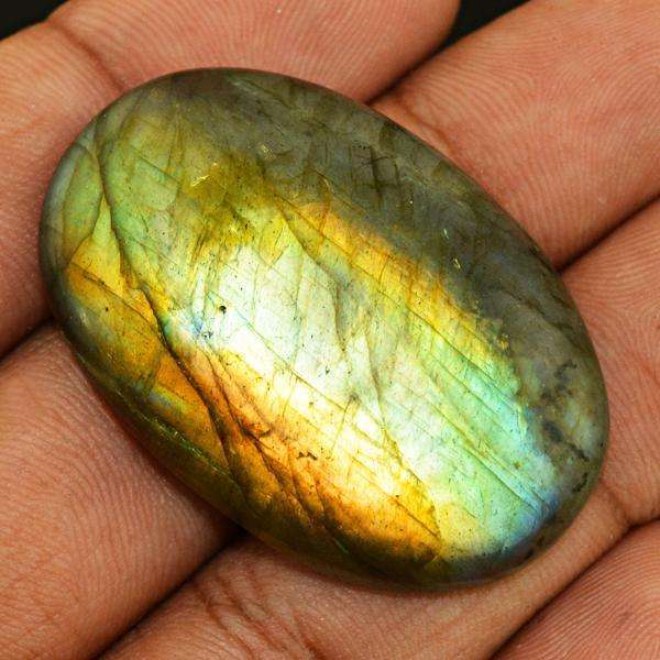 gemsmore:Amazing Golden Flash Oval Shape Labradorite Untreated Loose Gemstone