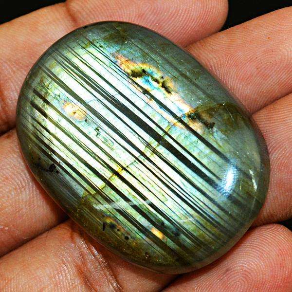 gemsmore:Amazing Golden Flash Oval Shape Labradorite Untreated Loose Gemstone