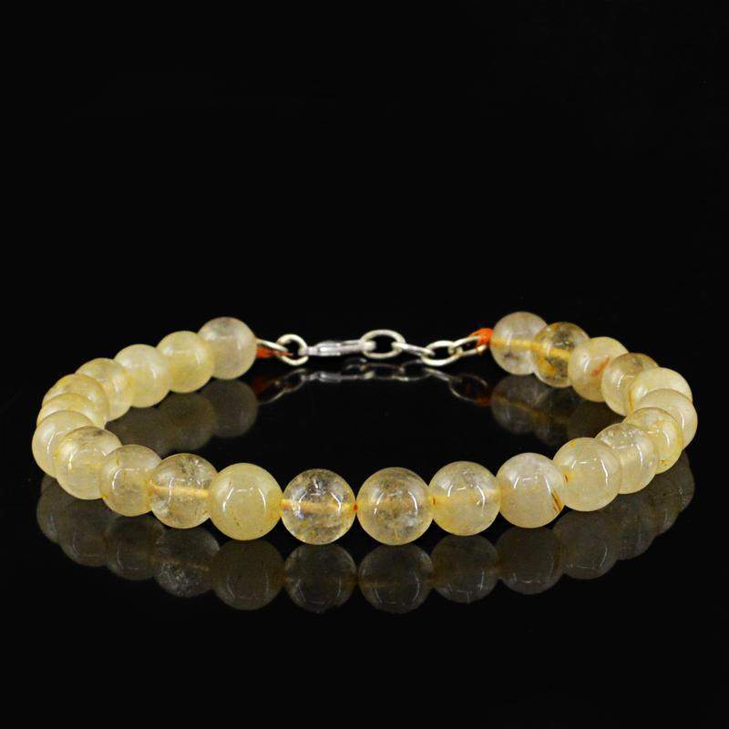 gemsmore:Amazing Golden Rutile Quartz Bracelet Natural Round Shape Beads