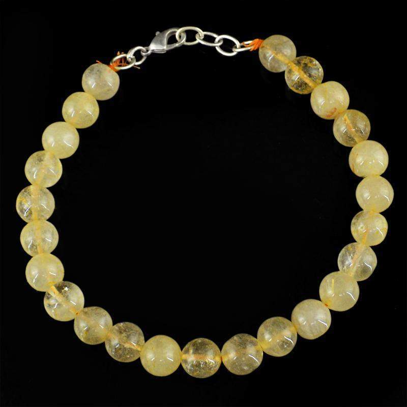 gemsmore:Amazing Golden Rutile Quartz Bracelet Natural Round Shape Beads