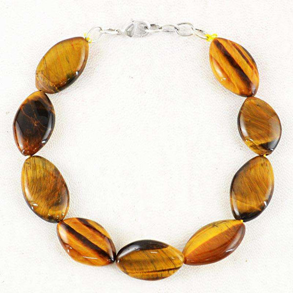 gemsmore:Amazing Golden Tiger Eye Beads Bracelet Natural Untreated