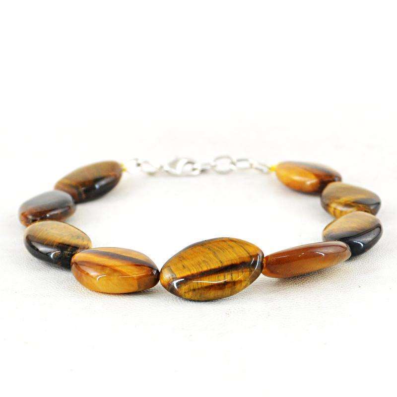 gemsmore:Amazing Golden Tiger Eye Beads Bracelet Natural Untreated