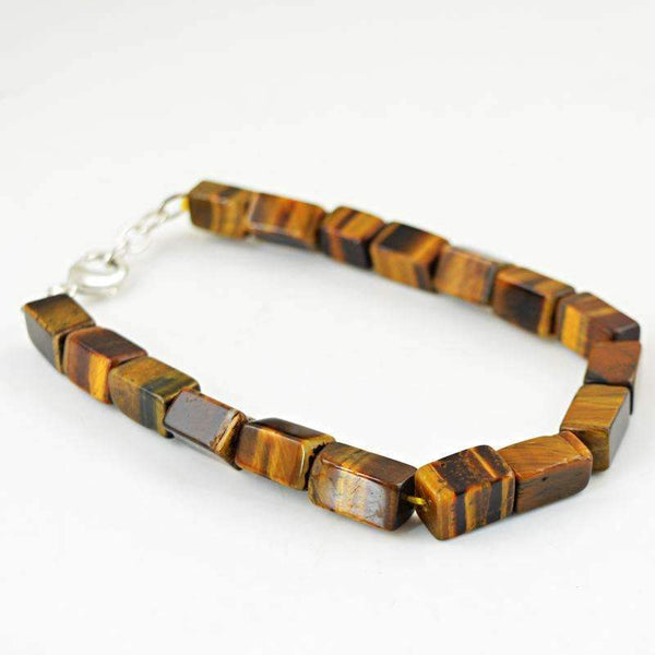 gemsmore:Amazing Golden Tiger Eye Bracelet - Natural Untreated Beads
