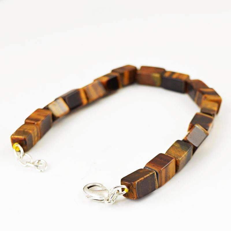 gemsmore:Amazing Golden Tiger Eye Bracelet - Natural Untreated Beads