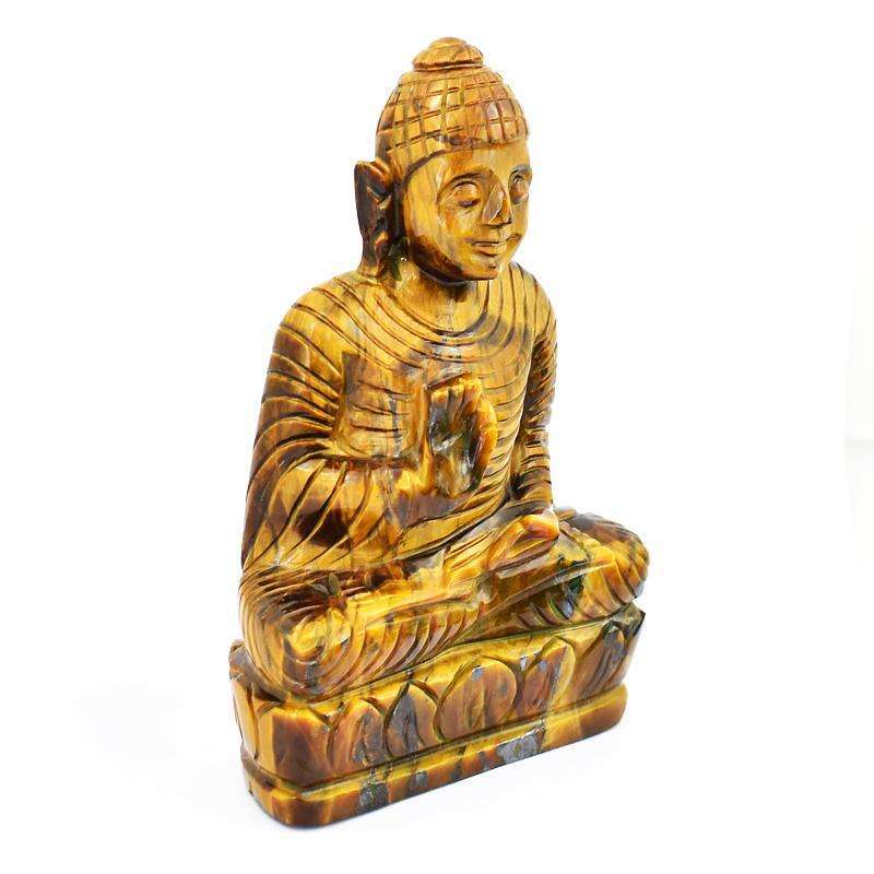gemsmore:Amazing Golden Tiger Eye Carved Lord Buddha Statue