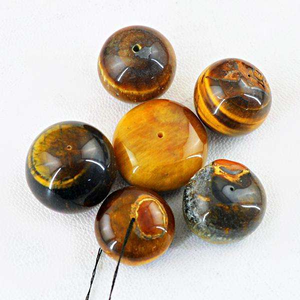 gemsmore:Amazing Golden Tiger Eye Drilled Beads Lot