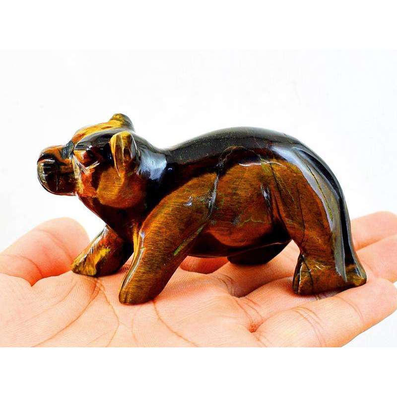 gemsmore:Amazing Golden Tiger Eye Hand Carved Bear