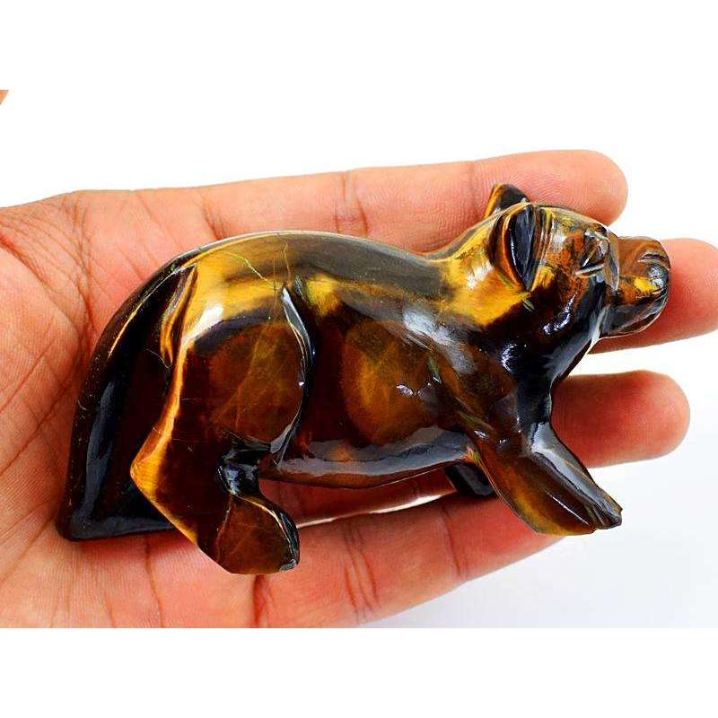 gemsmore:Amazing Golden Tiger Eye Hand Carved Bear