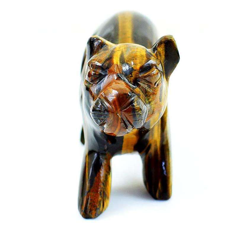 gemsmore:Amazing Golden Tiger Eye Hand Carved Bear