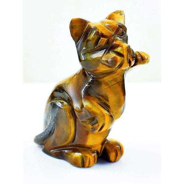 gemsmore:Amazing Golden Tiger Eye Hand Carved Dog Gemstone