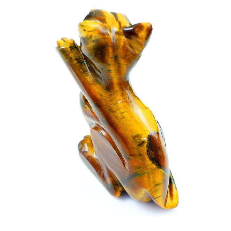 gemsmore:Amazing Golden Tiger Eye Hand Carved Dog Gemstone