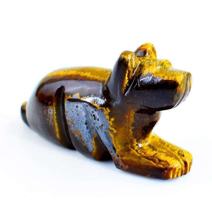 gemsmore:Amazing Golden Tiger Eye Hand Carved Dog