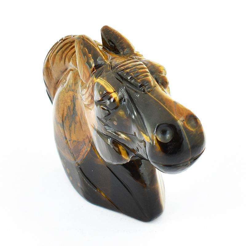 gemsmore:Amazing Golden Tiger Eye Hand Carved Horse Head