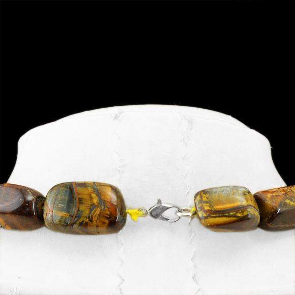 gemsmore:Amazing Golden Tiger Eye Necklace Natural Huge Beads