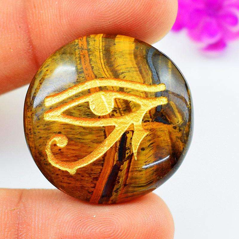 gemsmore:Amazing Golden Tiger Eye Round Shape Untreated Loose Gemstone