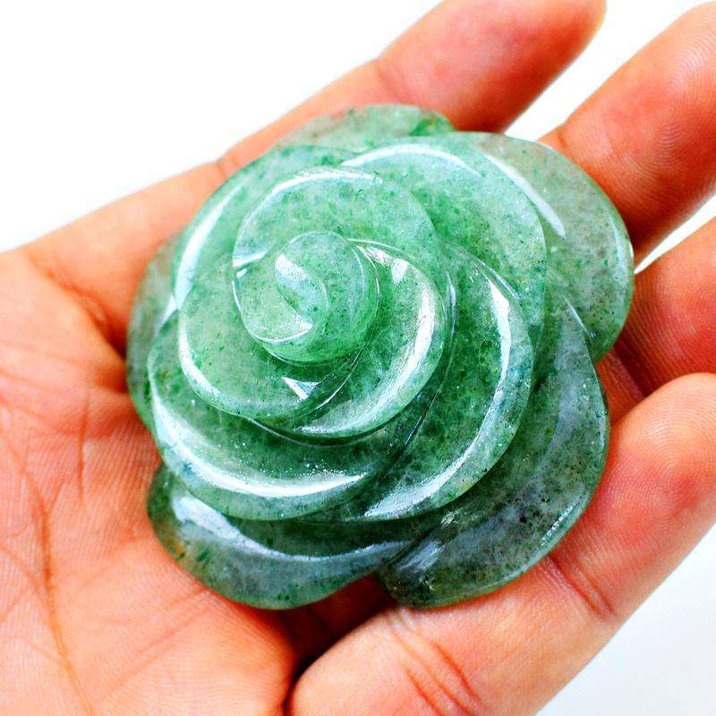 gemsmore:Amazing Green Aventurine Carved Rose