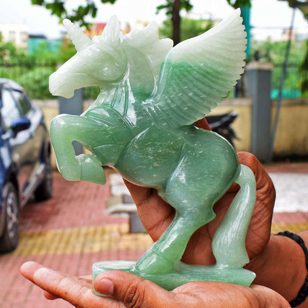 gemsmore:Amazing Green Aventurine Pegasus Carved Horse