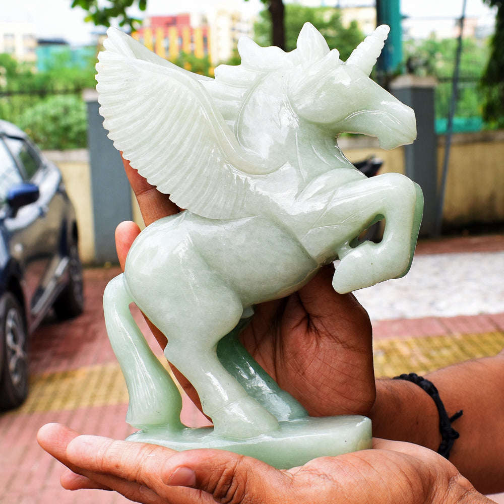 gemsmore:Amazing Green Aventurine Pegasus Carved Horse