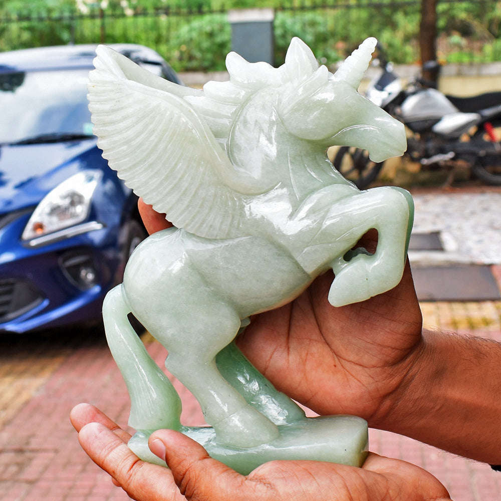 gemsmore:Amazing Green Aventurine Pegasus Carved Horse