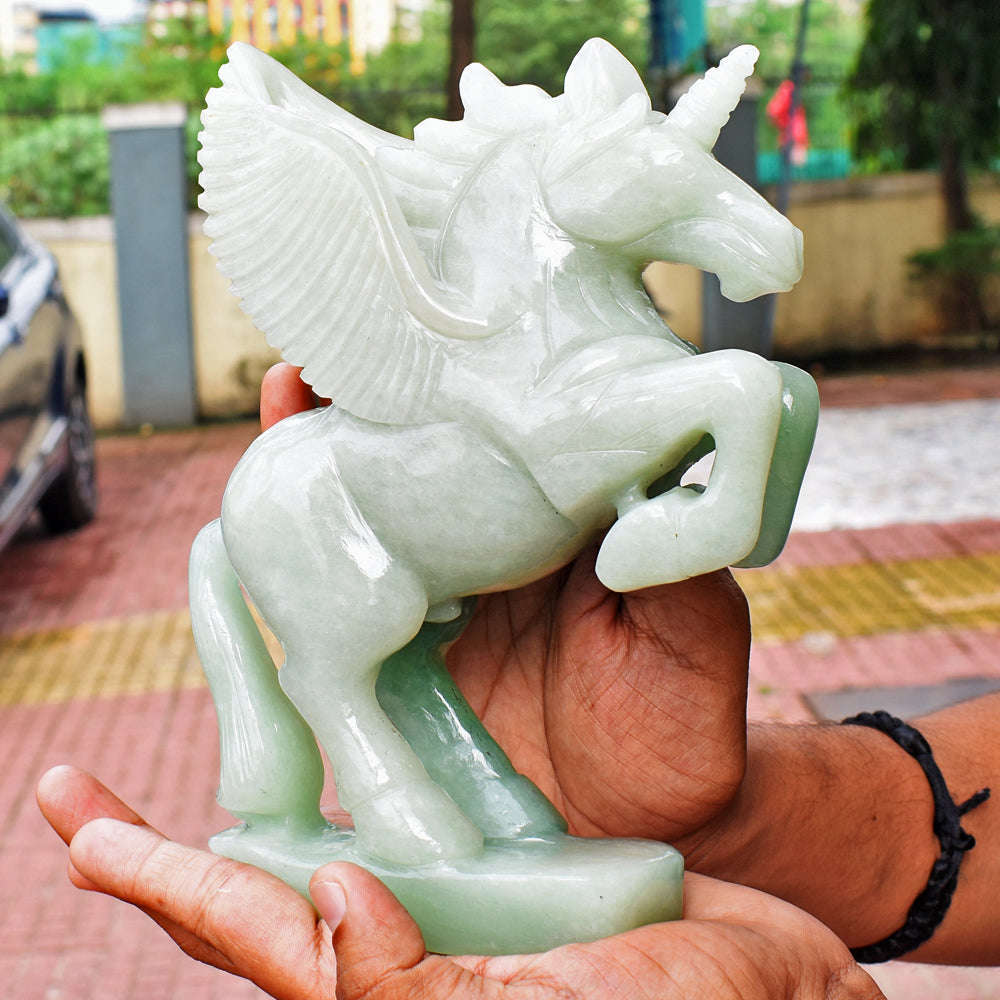 gemsmore:Amazing Green Aventurine Pegasus Carved Horse