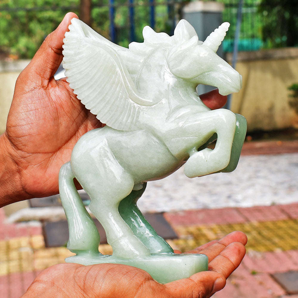 gemsmore:Amazing Green Aventurine Pegasus Carved Horse