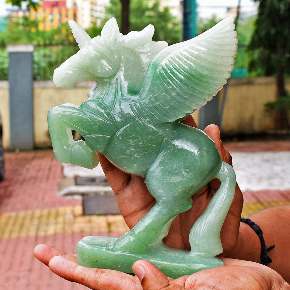 gemsmore:Amazing Green Aventurine Pegasus Carved Horse