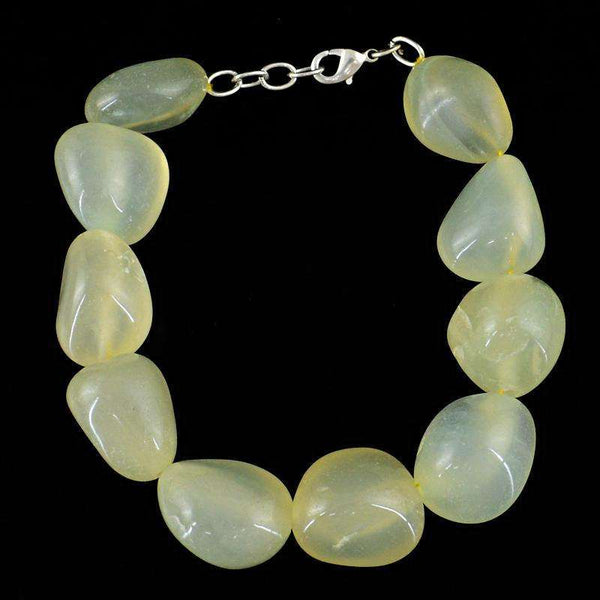 gemsmore:Amazing Green Chalcedony Beads Bracelet Natural Untreated