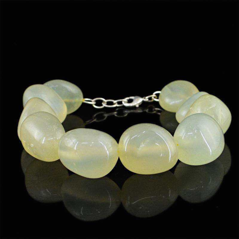 gemsmore:Amazing Green Chalcedony Beads Bracelet Natural Untreated