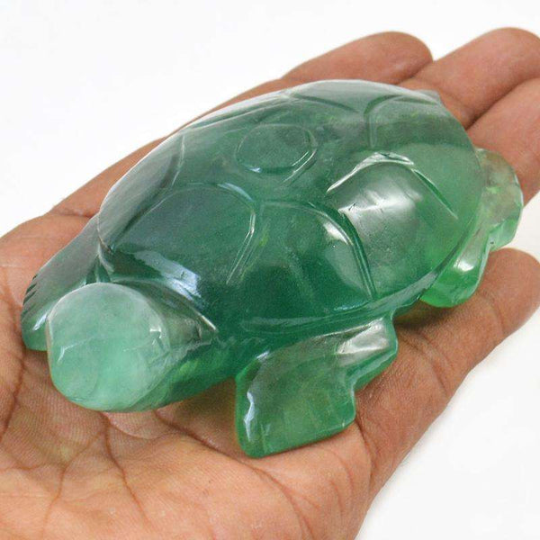 gemsmore:Amazing Green Fluorite Hand Carved Turtle