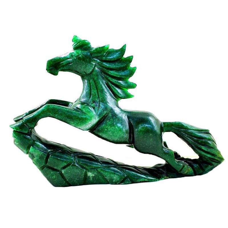 gemsmore:Amazing Green Jade Craftsman Carved Horse